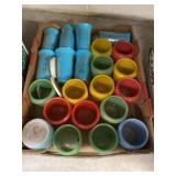 Vintage Glass Honey Jars and Plastic Tumblers