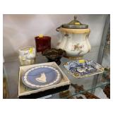 Porcelain Canister, Souvenir Glass and Chinaware