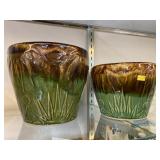 (2) Glazed Pottery Planters