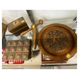 Carved Wood Bureau Boxes, Clamp, Plate