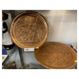 (2) Copper Embossed Trays