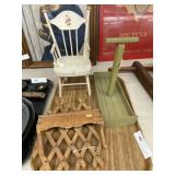 Wooden Doll Chair, Berry Basket and Wall Rack