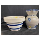 Salt Glazed Vase with Stoneware Bowl