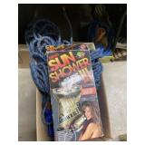 (2) Boxes of Rock Climbing Gear & Portable Shower