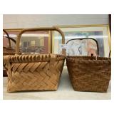 (2) Unusual Split Wood Woven Baskets