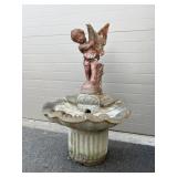 Concrete Water Fountain w/ Cherub Holding Eagle