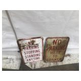 2 Metal No Parking Signs