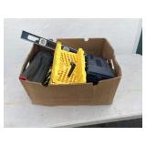 Box of Various Tools - Levels, Files, Pipe Wrenche