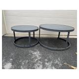 (2) Circular Glass Top Patio Tables