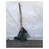 Flat Shovel, Broom, Leaf Rake