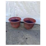 (2) Molded Plastic, Painted Planters