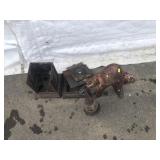 Antique Cast Iron Lawn Jockey on Base