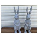 (2) Plaster Rabbit Garden Figurines