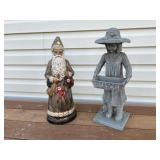 Molded Plastic Garden Ornament & Plaster Santa