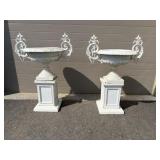 (2) Antique Cast Iron Urn Form Planters