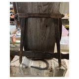 Antique Wooden Vice & Horseshoe, Etc.