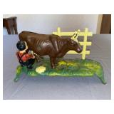 Kicking Cow Cast Metal Mechanical Bank