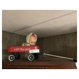 Miniature Little Red Racer Wagon & Doll