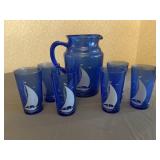 Cobalt Water Pitcher Set