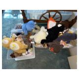 Plush Toys, 2 Plastic Storage Totes/Lids