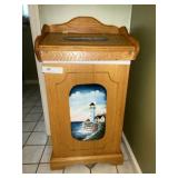 Paint Decorated Wood Trash Can Bin
