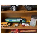 Pressed Tin Tractor Trailer, Bus, & Marbles