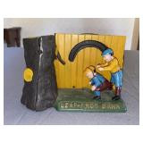 Leap Frog Cast Metal Mechanical Bank