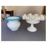 (2) Pieces of Unmarked Fenton Glassware