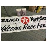 Texaco Havoline Banner & (2) Glass Cabinets