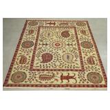 Room Size Beige Suzani Rug