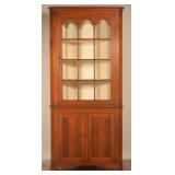 Early Walnut Chippendale 12-Light Corner Cupboard