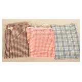 2 Antique Linen Bed Tickings & Blue/White Bolster