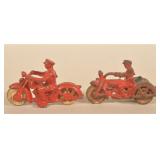 2 Hubley Cast Iron Motorcycle Toys