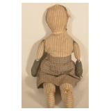 Large Pennsylvania Handmade Blue Ticking Doll