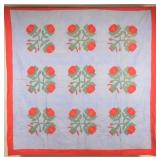 Unusual Potted Roses Pattern Pennsylvania Quilt