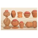 Collection of Turned Tagua Needle & Thimble Cases