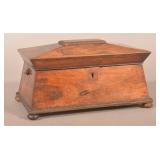 Early 19th C. Burl Walnut Tea Caddy