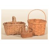 3 Great Splint Oak Miniature Flower Baskets