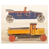 Antique Tin Penny Toy Touring Car & Pickup Truck