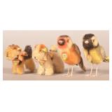 Group of Mohair Steiff Dogs and Birds