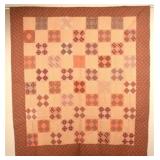 Beautiful Antique Maryland 4-Patch Hand-Sewn Quilt