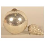 2 Antique German Christmas Tree Kugel Ornaments