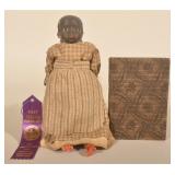 Black Americana Paper Mache Doll & Covered Book