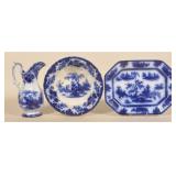 3 Pieces Flow Blue Ironstone
