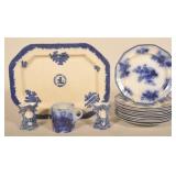Flow Blue Ironstone China Platter, Plates & Others
