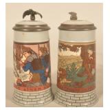 2 Mettlach German Beer Steins