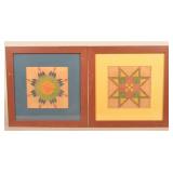 1920s Folk Art Crayon on Paper Quilt Drawings