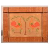 Marjorie Yoder 2 Roosters Facing Theorem on Velvet