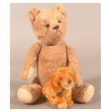 Vintage Glass Eyes Mohair Teddy Bear & Steiff Dog