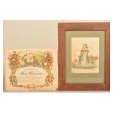 Great Oley PA Watercolor & Marriage Certificate
